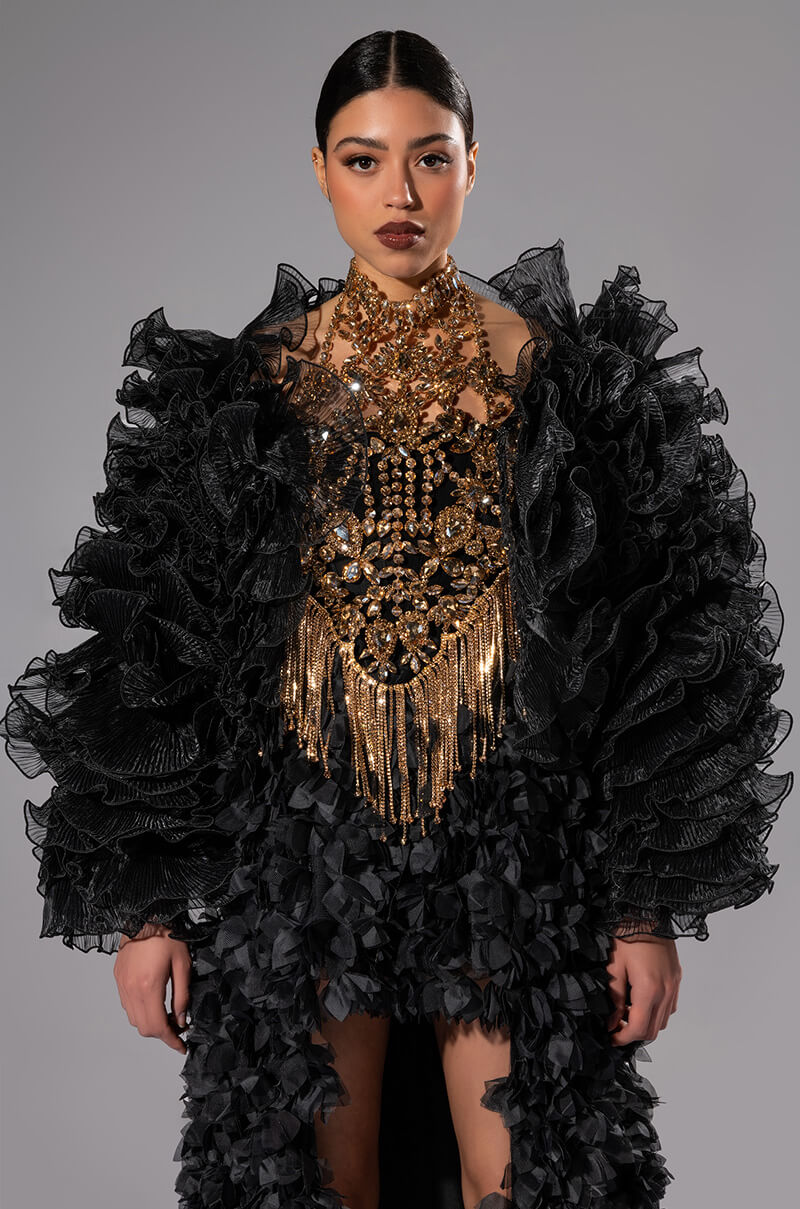 TAKING OVER RHINESTONE MOCK NECK LAYERING TOP