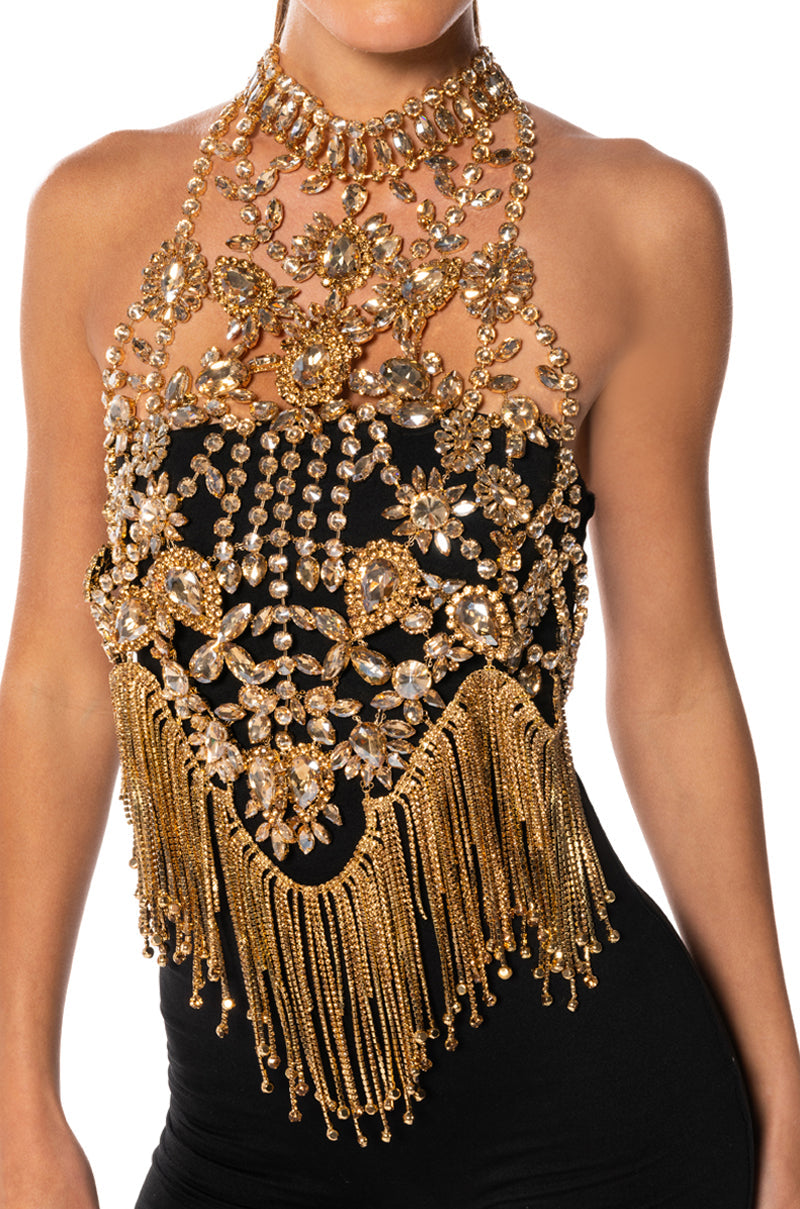 TAKING OVER RHINESTONE MOCK NECK LAYERING TOP