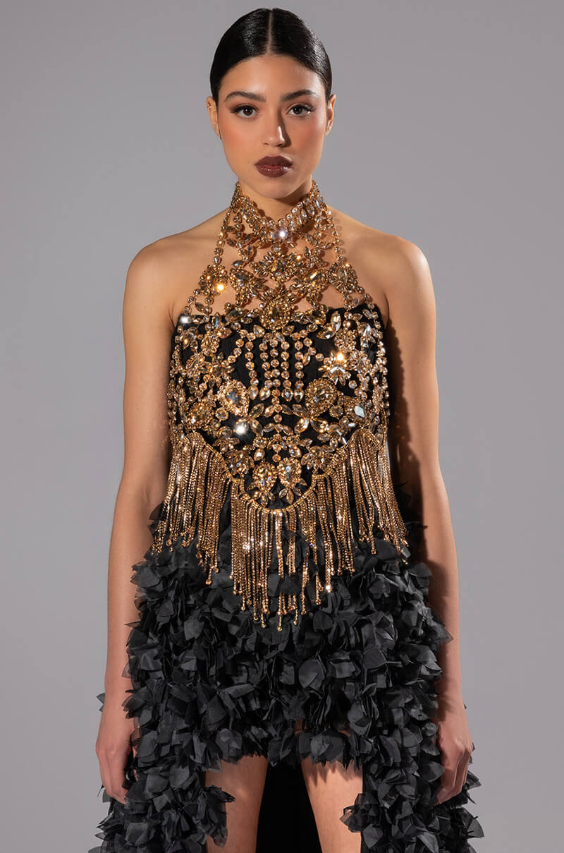 TAKING OVER RHINESTONE MOCK NECK LAYERING TOP