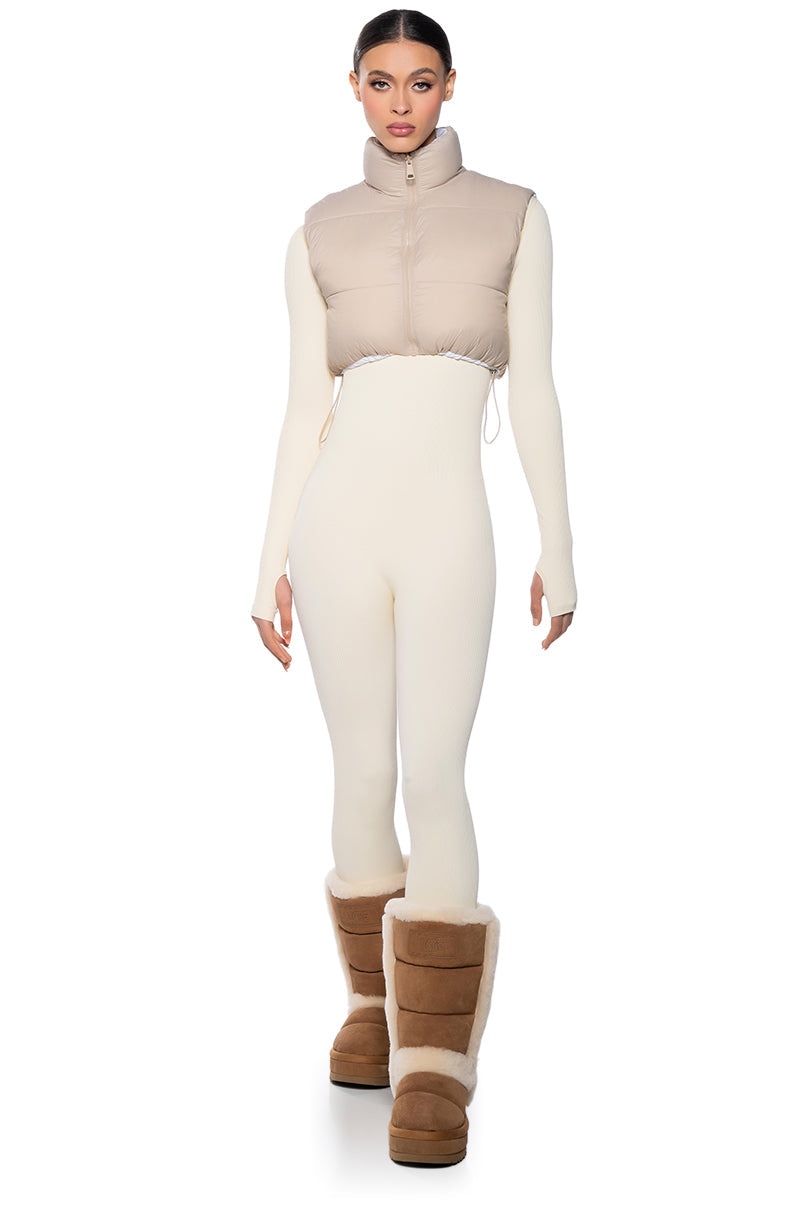 TAYLOR SAID CROP PUFFER VEST IN IVORY