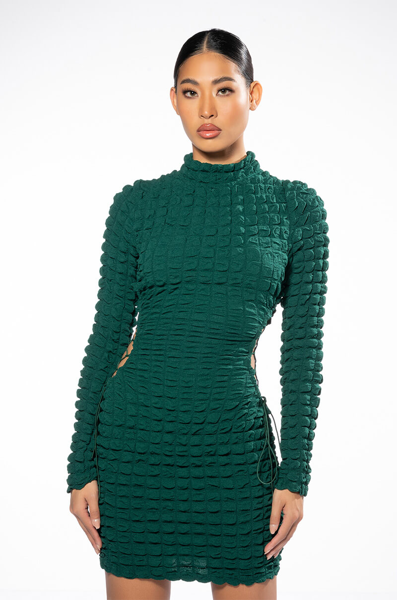 KAI TEXTURED DRESS WITH CUTOUT DETAILS