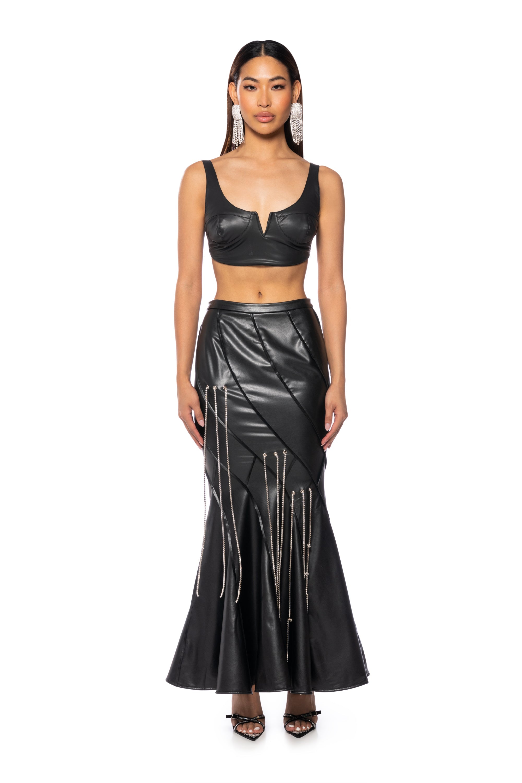 FRONT ROW EMBELLISHED MAXI SKIRT