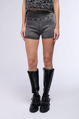 THE FLEX FIT DENIM BIKER SHORT IN BLACK DENIM