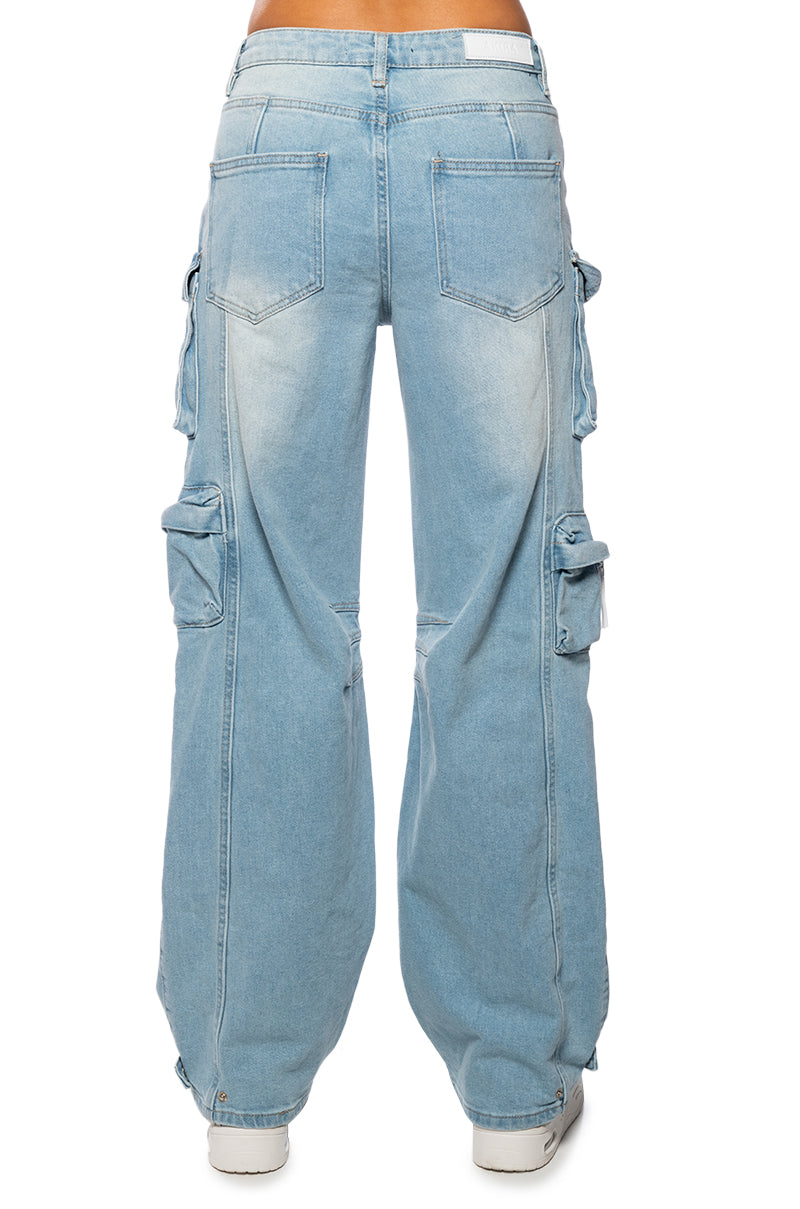 BROOKLYN CARGO POCKET WIDE LEG JEAN