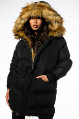 THE ULTIMATE LONG WINTER PUFFER WITH FAUX FUR