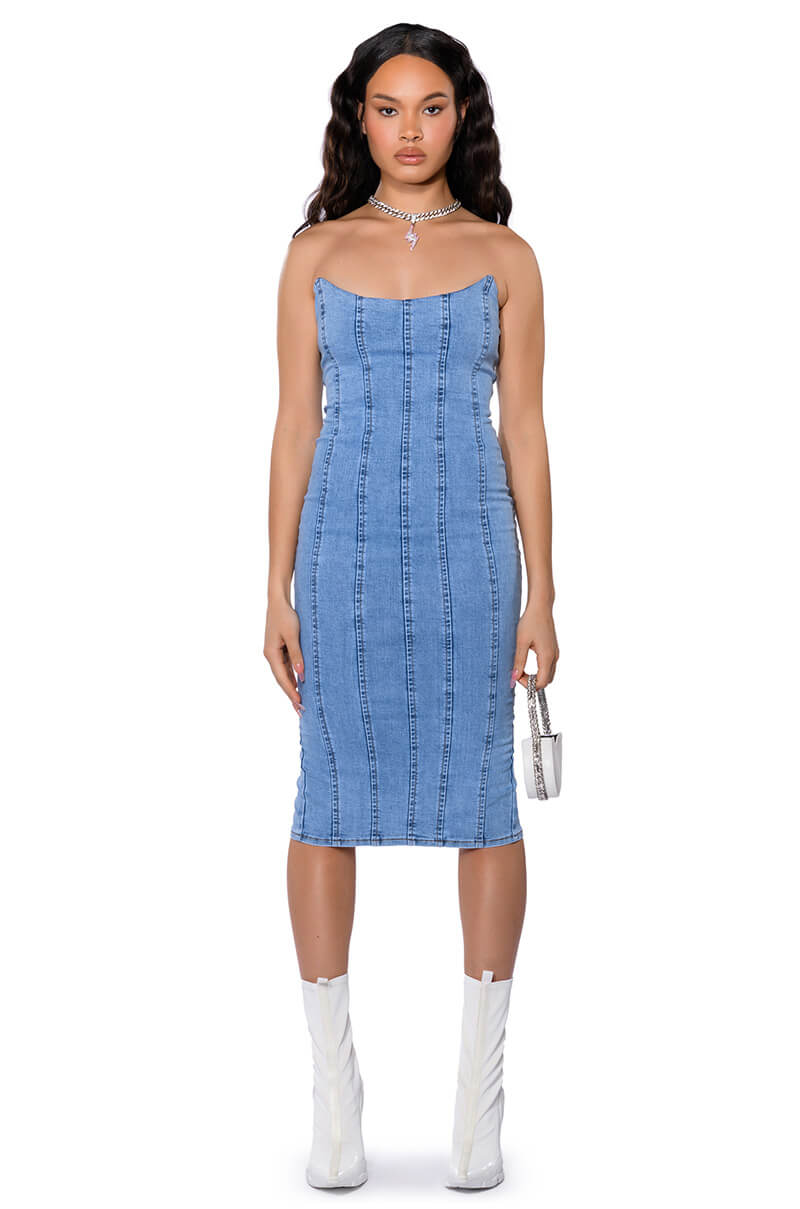 THOSE WHO GET IT DENIM MIDI DRESS