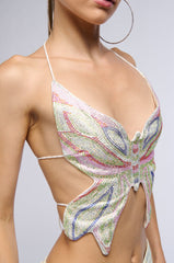 TIME TO FLY BUTTERFLY RHINESTONE TOP