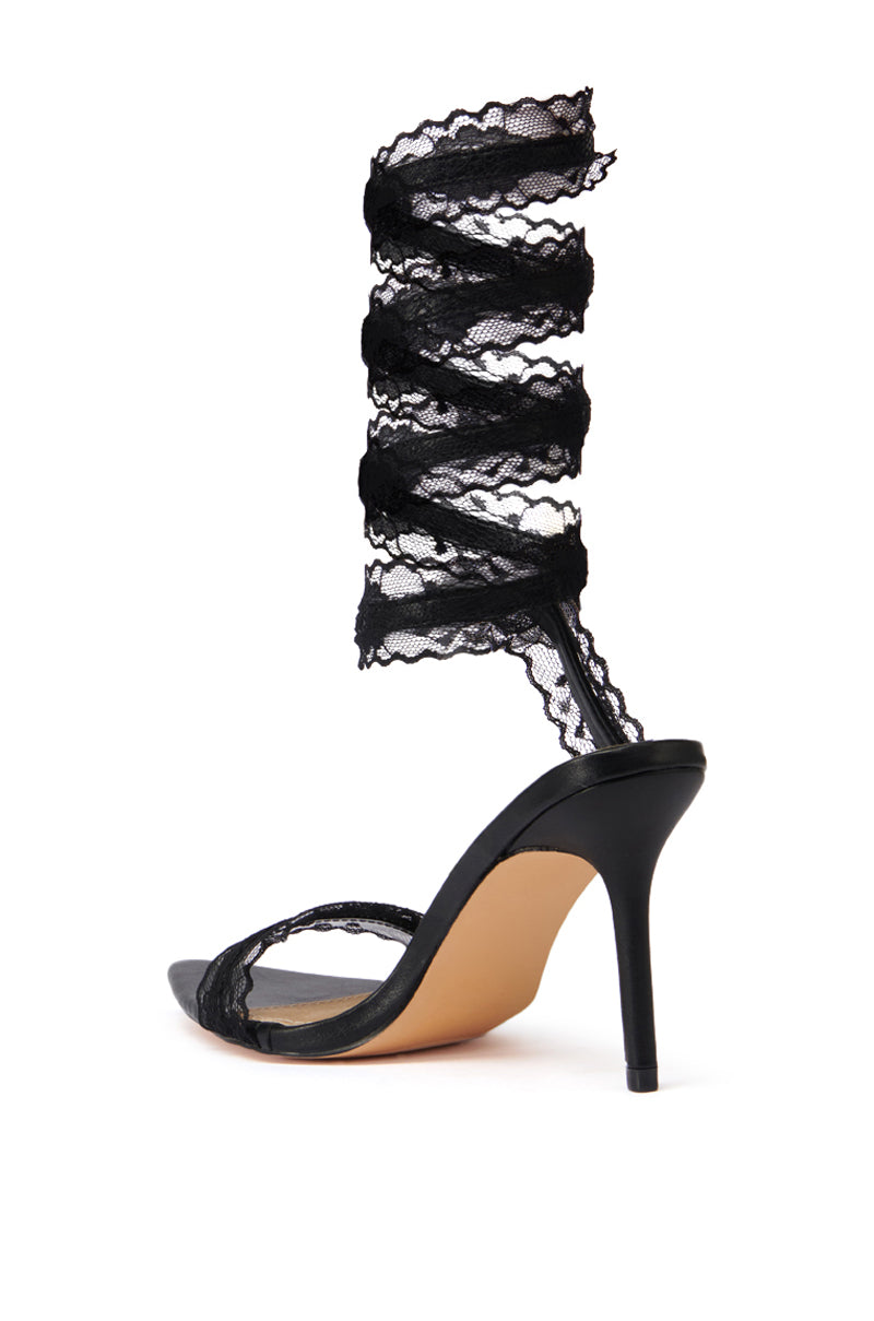 TOUCHY BLACK SPIRAL STILETTO SANDAL