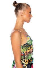 TROPICAL MOOD SLEEVELESS MESH BODYSUIT