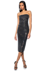 TURN HEADS RHINESTONE MIDI DRESS