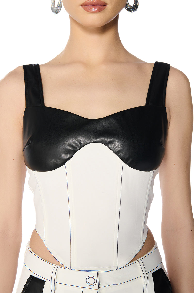 TURN ON MY CHARM SLEEVELESS CORSET TOP