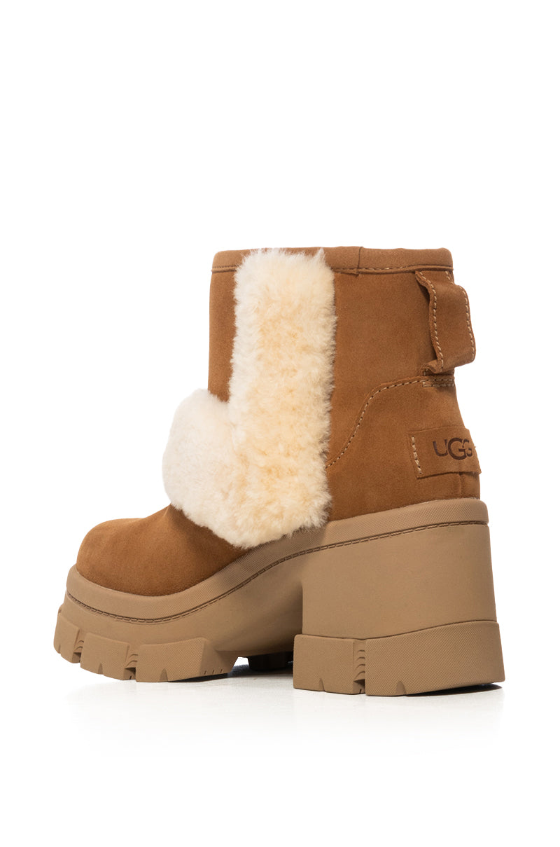 UGG BROOKLYN SUNBURST WATERPROOF BOOTIE IN CHESTNUT