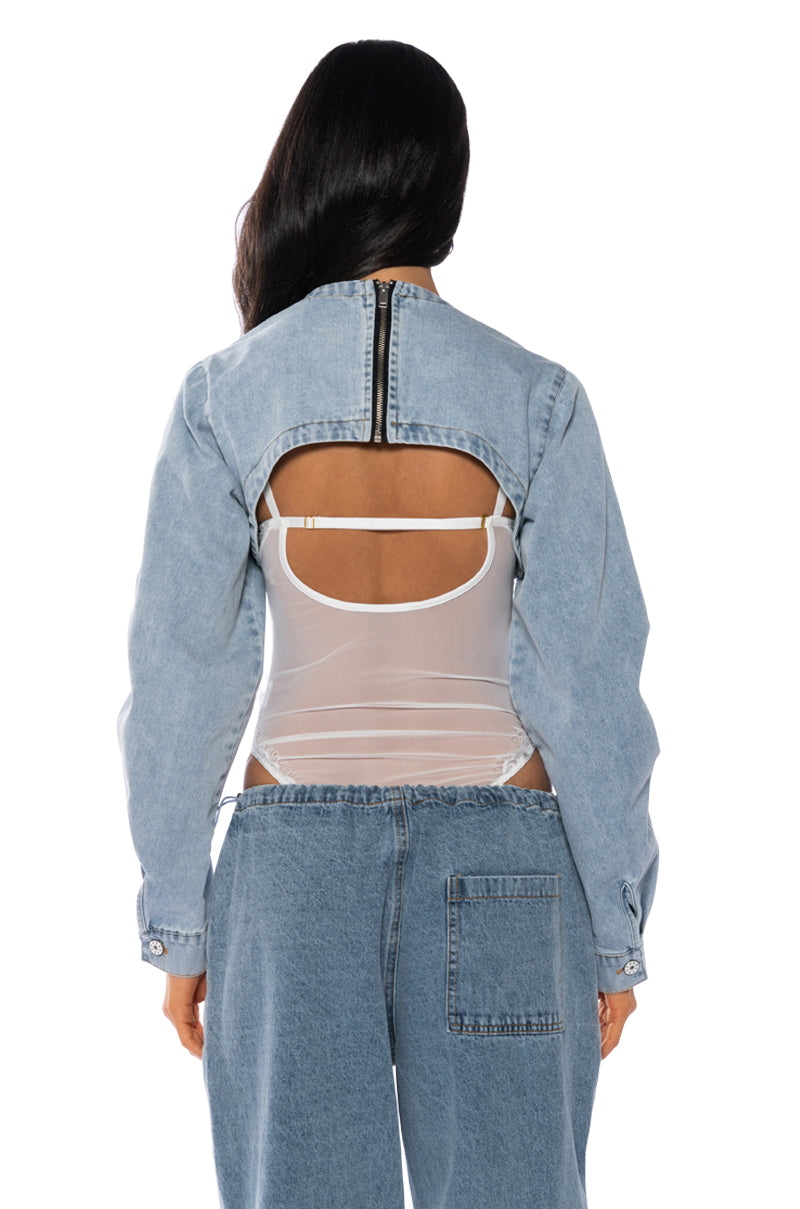 ULTRA CROP DENIM BOLERO JACKET