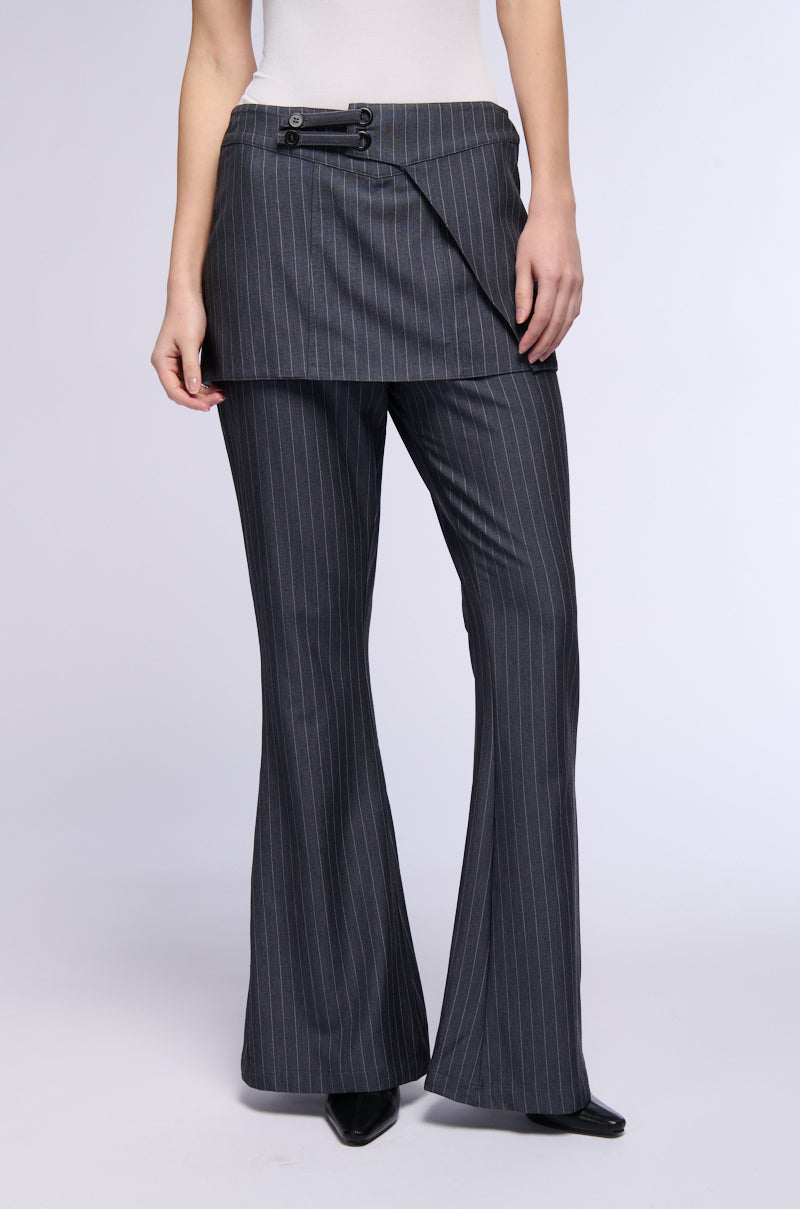 UNDERWATER FLARE PINSTRIPE SKIRT OVERLAY TROUSER