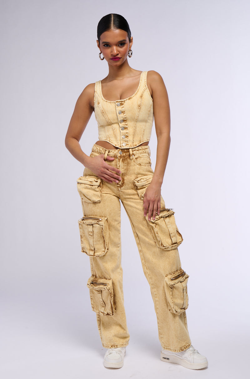 VALERIE MINERAL WASH CARGO PANT