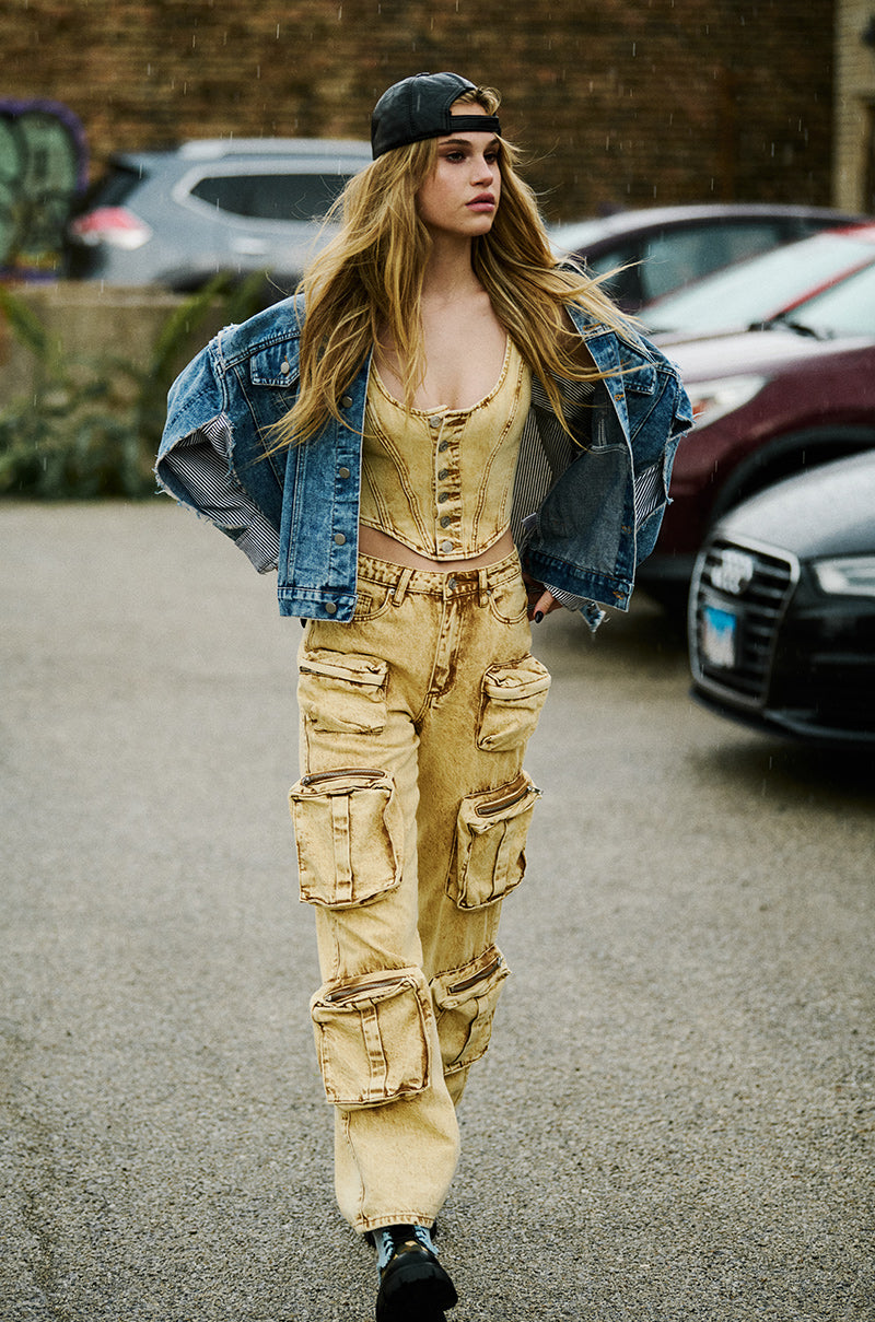 VALERIE MINERAL WASH CARGO PANT