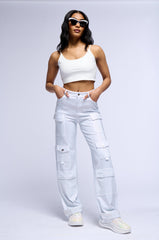 VICIOUSNESS FAUX LEATHER CROPPED TANK