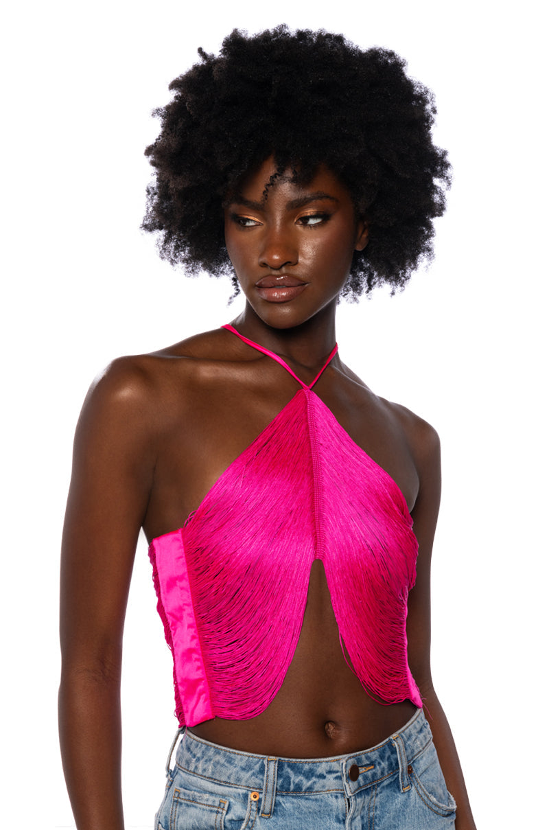 VIVIANNE FRINGE DETAIL CROP TOP