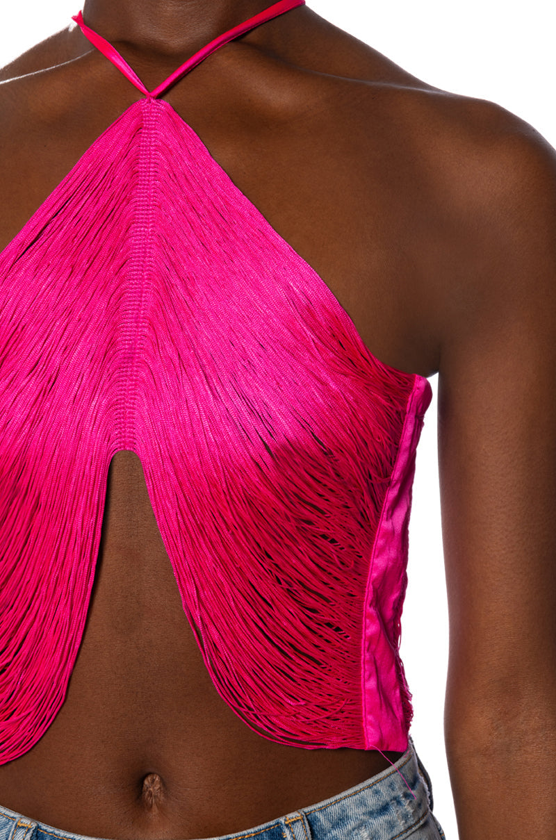 VIVIANNE FRINGE DETAIL CROP TOP