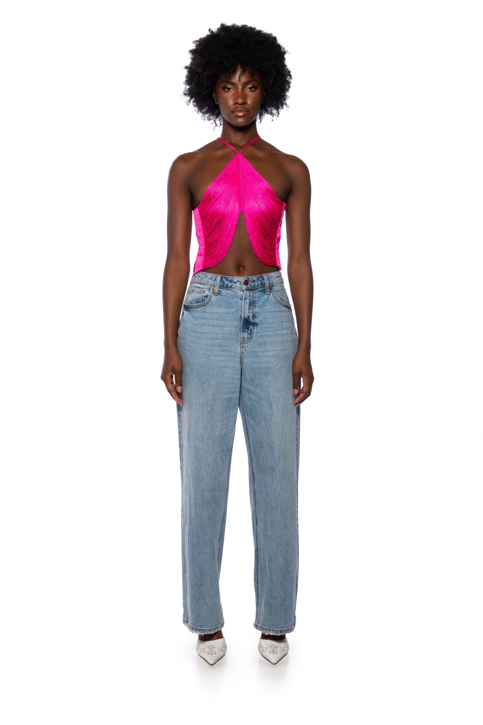 VIVIANNE FRINGE DETAIL CROP TOP