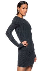 VIVIE OFF THE SHOULDER MINERAL WASH MINI DRESS