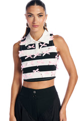 WANNA LOVE YOU STRIPE TANK WITH BOW