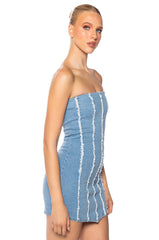 WANT IT ALL STRAPLESS DENIM MINI DRESS