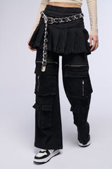 WANT U BACK WIDE LEG DENIM PANT WITH SKIRT