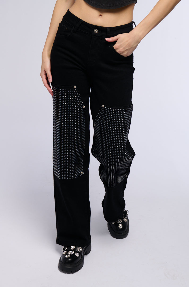 WILLOW RHINESTONE DETAIL WIDE LEG JEAN