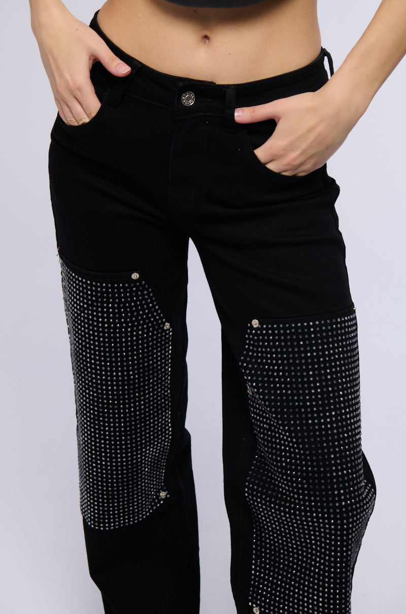 WILLOW RHINESTONE DETAIL WIDE LEG JEAN