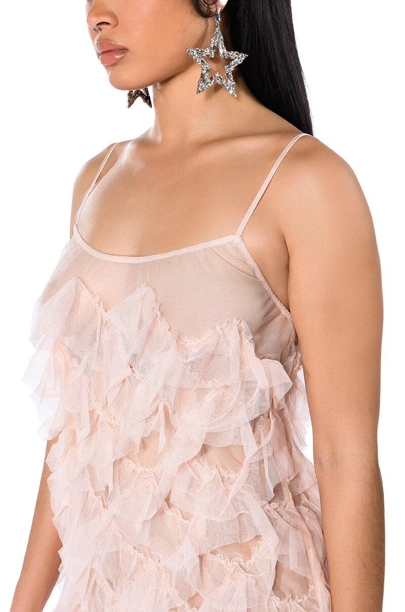 WISHLIST MESH TEXTURED MAXI DRESS