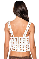 YOUNG & RECKLESS FAUX LEATHER CORSET TOP