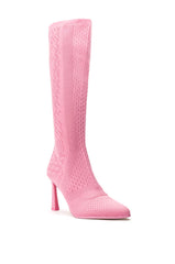 ZERO GRAVITY MID CALF KNIT CHUNKY BOOT IN PINK