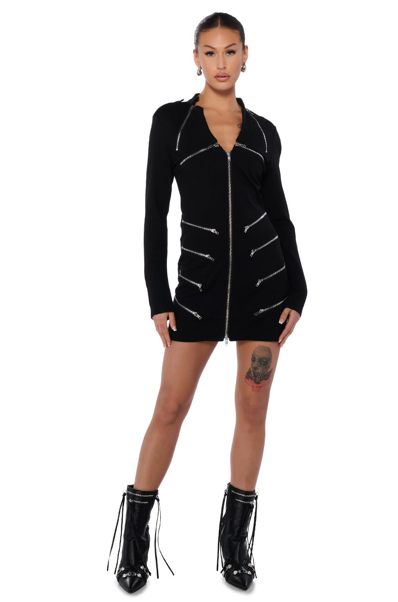 ZIP ME UP KNIT MINI DRESS